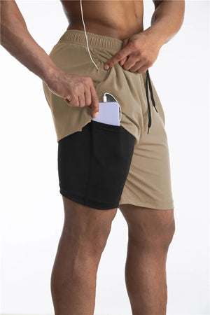 Swift | Leichte Laufshorts mit Handytasche-Khaki-S-Becker Boutique
