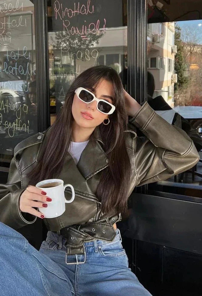 Damen Kurze Lederjacke | Stylisch