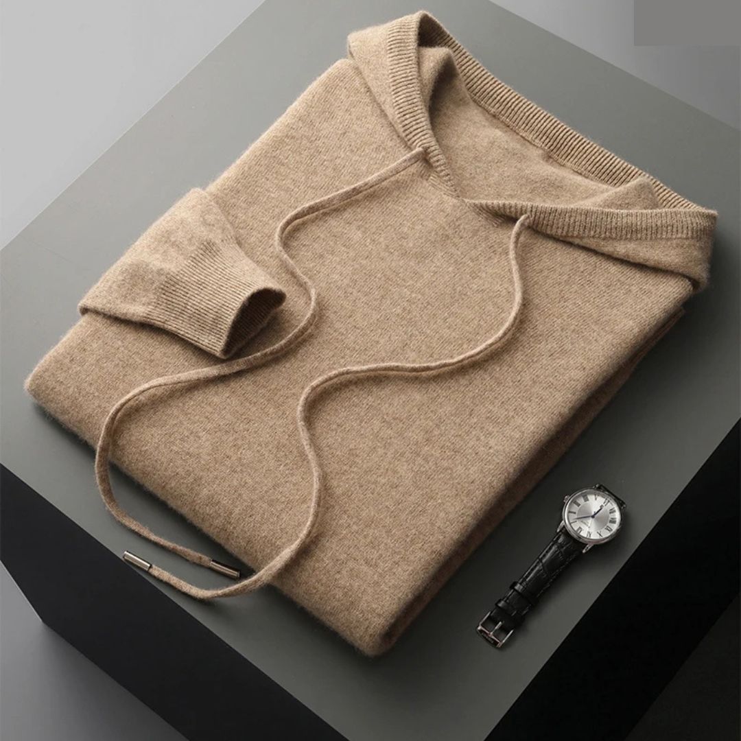 Isak | Beige Hoodie aus Merinowolle