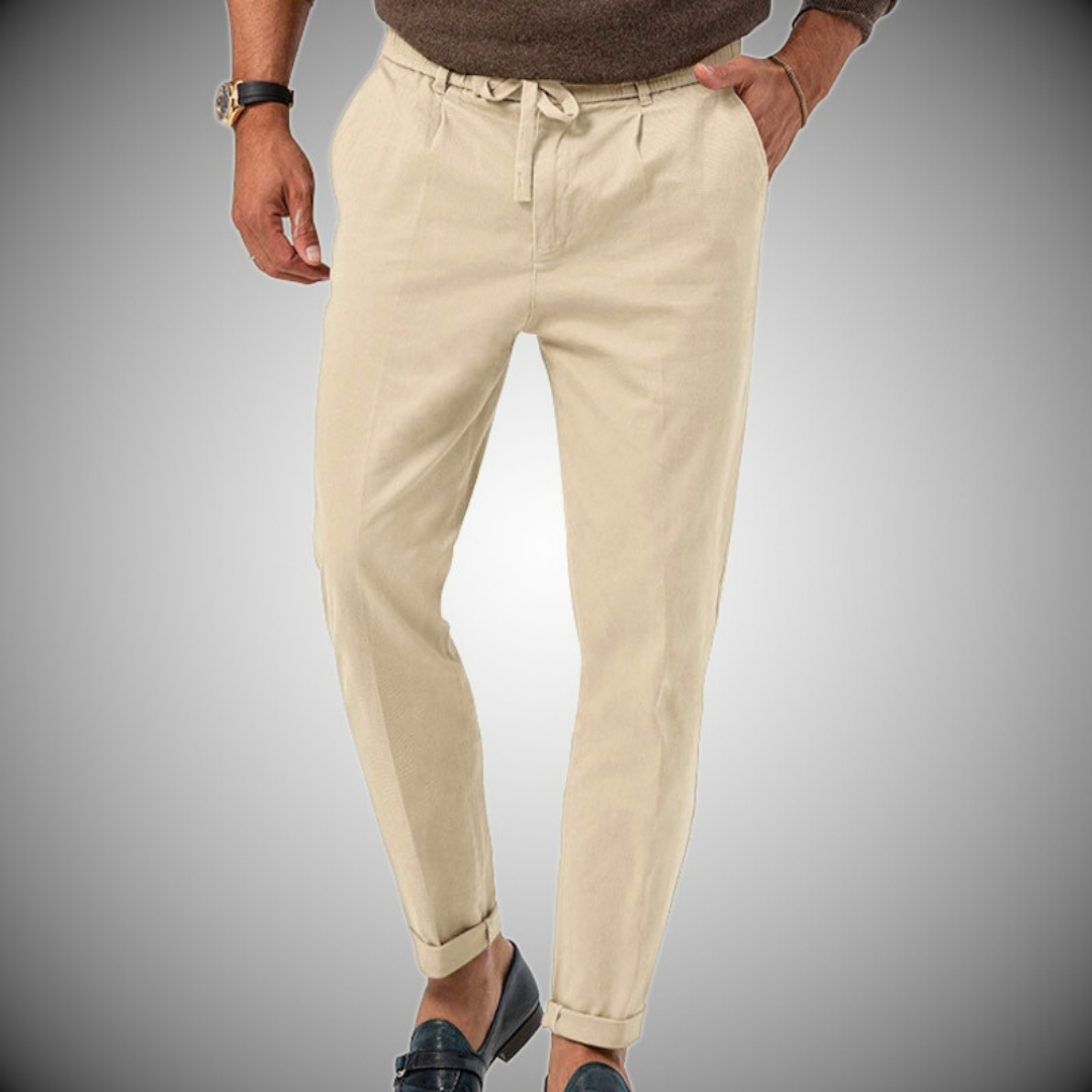 Vlad | Leinenhose mit Kordelzug für männer-Beige-S-Becker Boutique