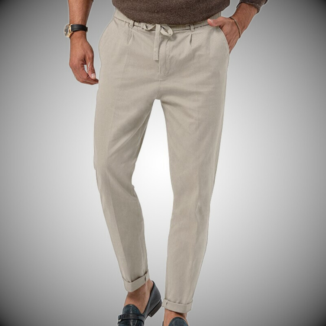 Vlad | Leinenhose mit Kordelzug für männer-Grau-S-Becker Boutique