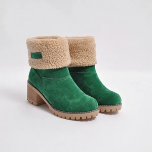 Yacinta | Damen Wasserdichte Leder Stiefeletten-Grün-35-Becker Boutique