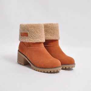 Yacinta | Damen Wasserdichte Leder Stiefeletten-Orange-35-Becker Boutique
