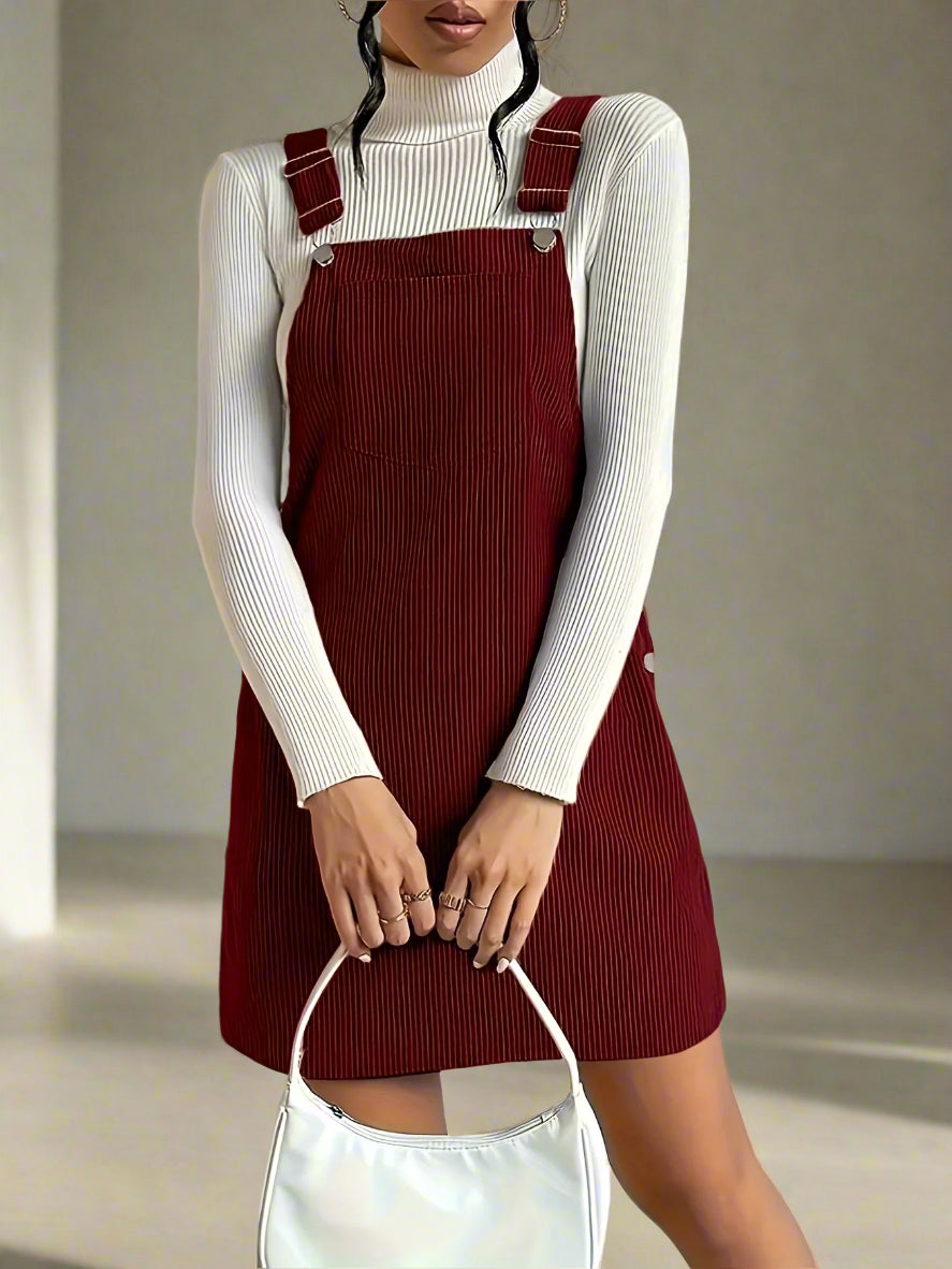 Lima | Latzkleid Damen aus geripptem Velours