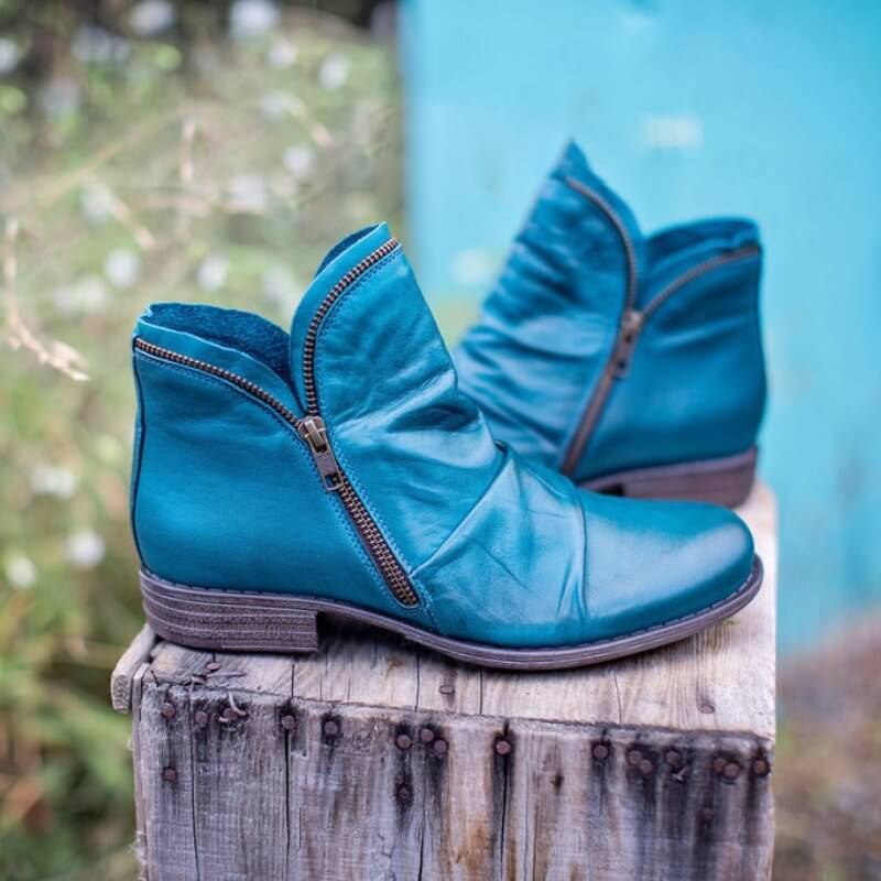 Marie | Retro Stiefeletten Damen mit seitlichem Reißverschluss