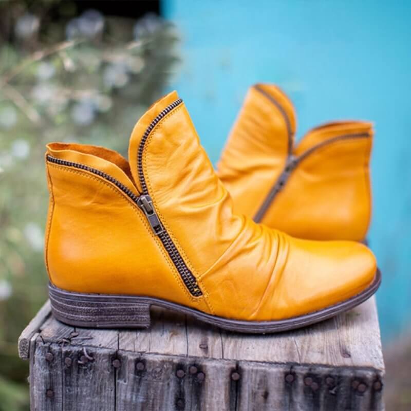 Marie | Retro Stiefeletten Damen mit seitlichem Reißverschluss