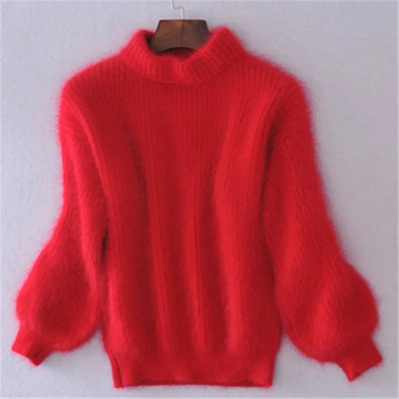 Damen Strickpullover | Kashmir Gefühl & Hoher Kragen
