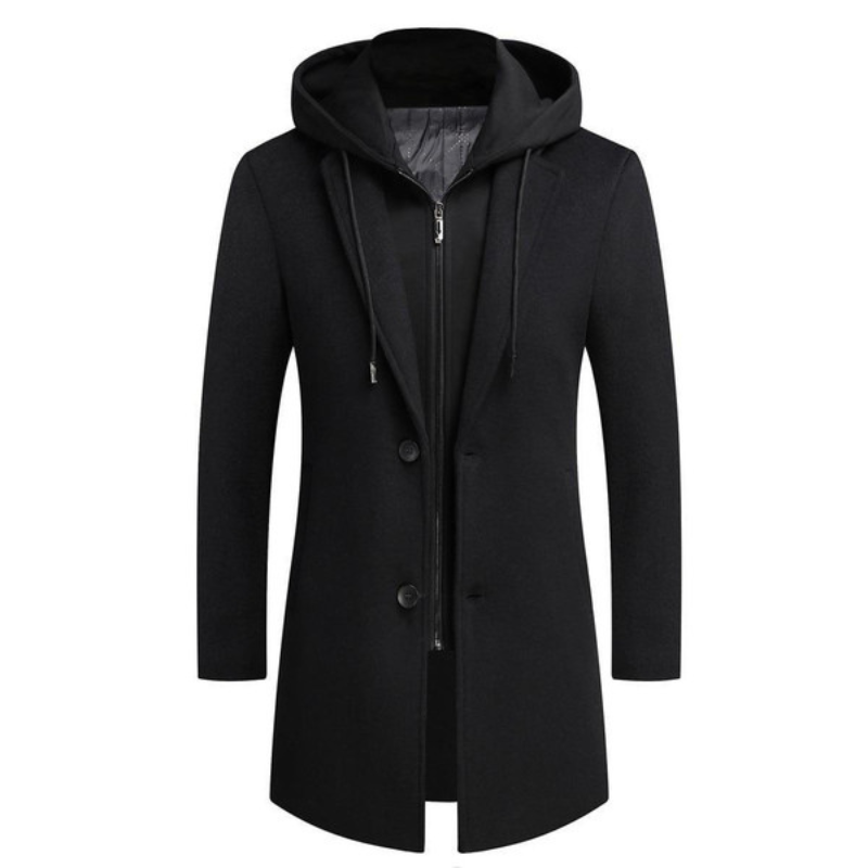 Herren Mantel mit Abnehmbarer Kapuze | Winter