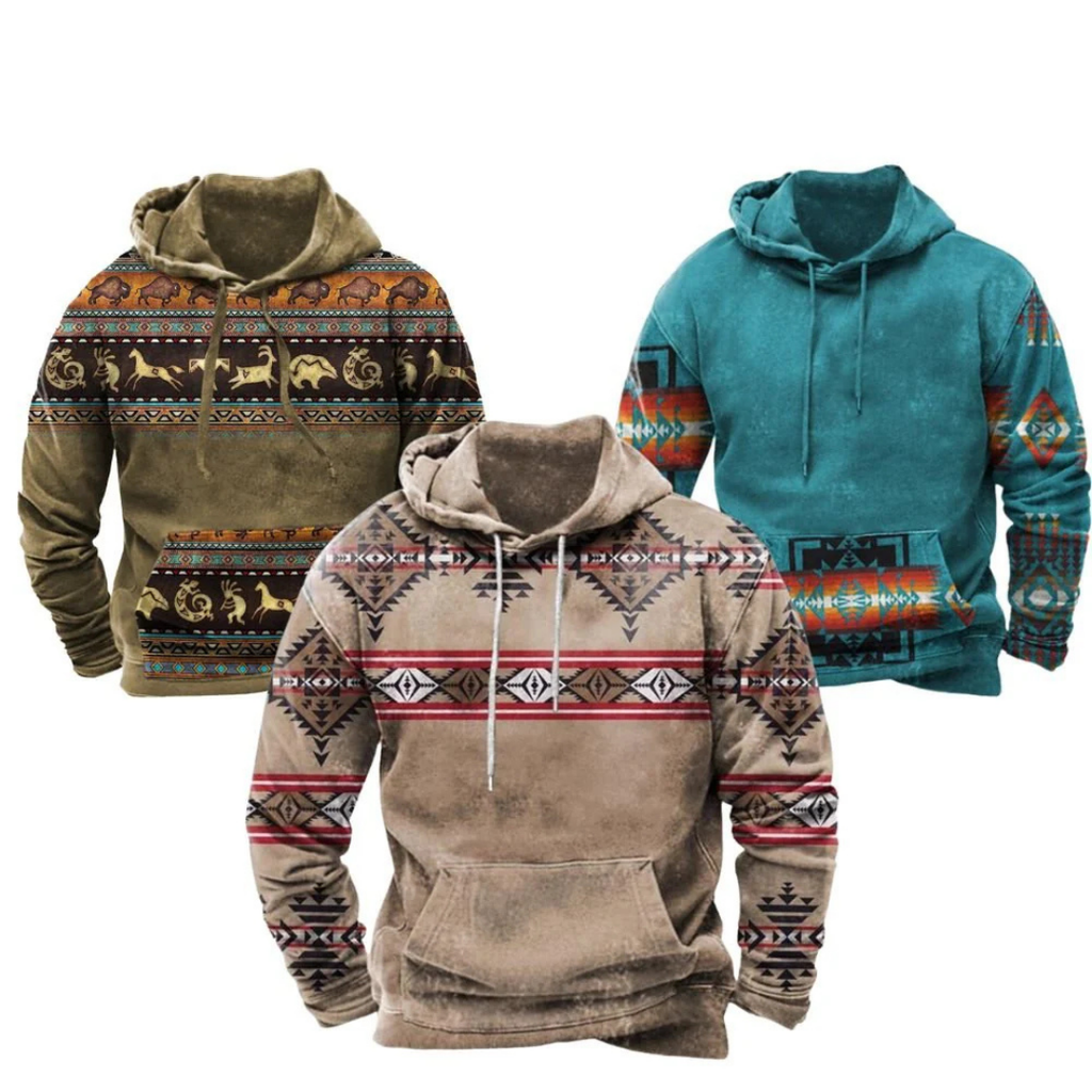 Herren Hoodie | Tribal Print & Vintage Stil