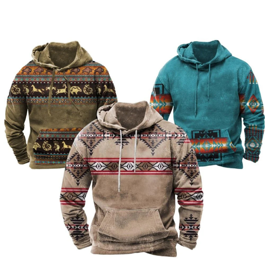 Herren Hoodie | Tribal Print & Vintage Stil