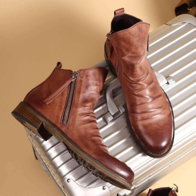 Herren Leder Stiefel | Casual mit Reißverschluss
