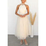 Women's Halter Neck Wedding Guest Dress | Maxi