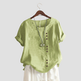 Anne | Women's blouse with a solid-color button design and short sleeves moda