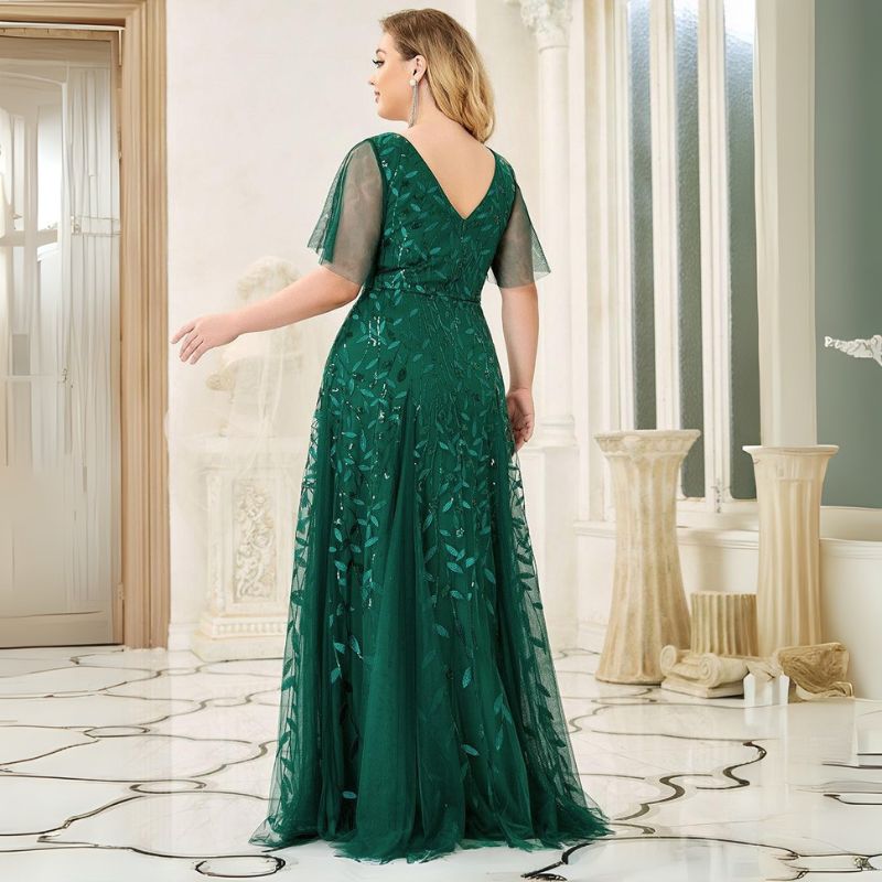 Fiora | Damen Hochzeitsgast Kleid | V-Ausschnitt und Pailletten