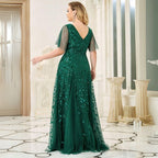 Fiora | Damen Hochzeitsgast Kleid | V-Ausschnitt und Pailletten