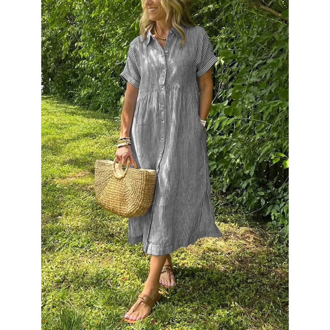 Hemdblusenkleid Gestreift | Mit Knöpfen