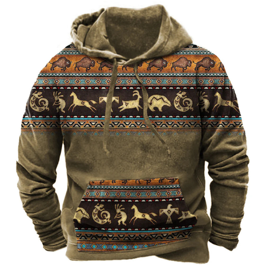 Herren Hoodie | Tribal Print & Vintage Stil