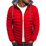 Men's quilted jacket | Solid color with hood