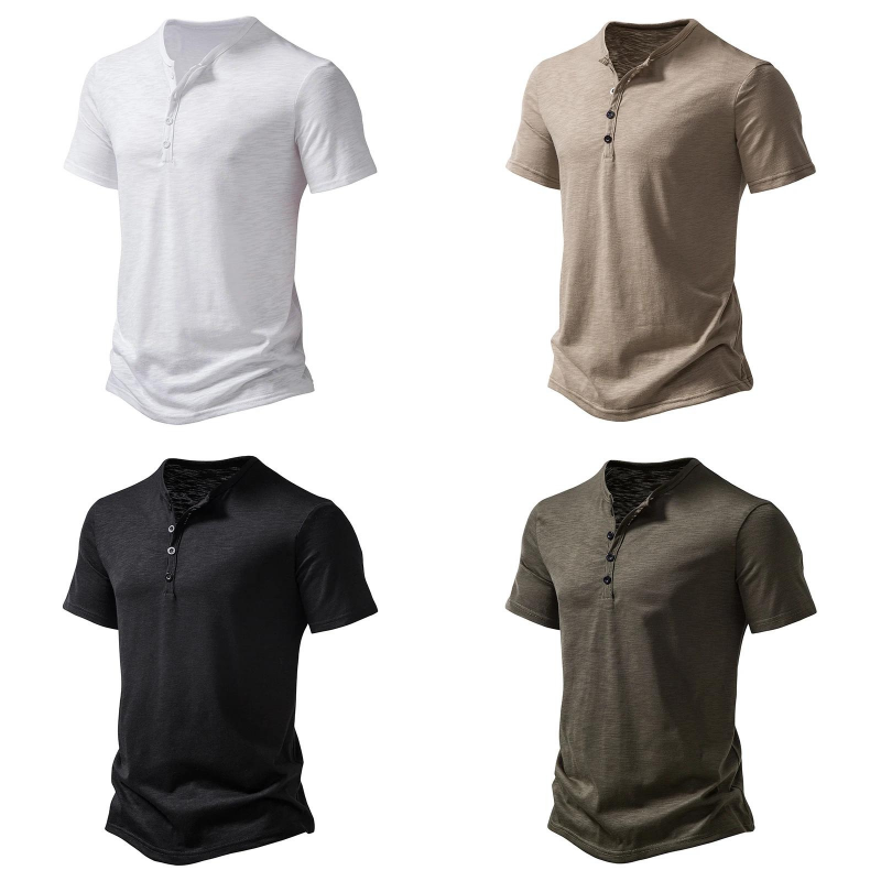 Henley | Herren-Polo - Henley-Kragen atmungsaktives Herren-T-Shirt