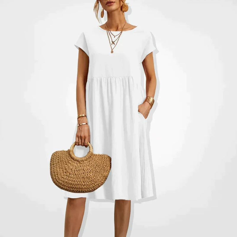 Savyn | Weißes Sommerkleid Midi | Elegant