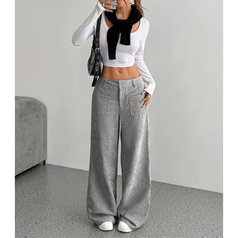 Women's Corduroy Trousers | High Waisted | Wide Fit