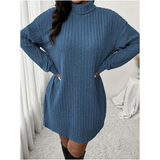 Women's winter knitted dress mini | With turtleneck