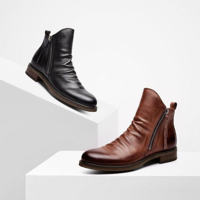 Herren Leder Stiefel | Casual mit Reißverschluss
