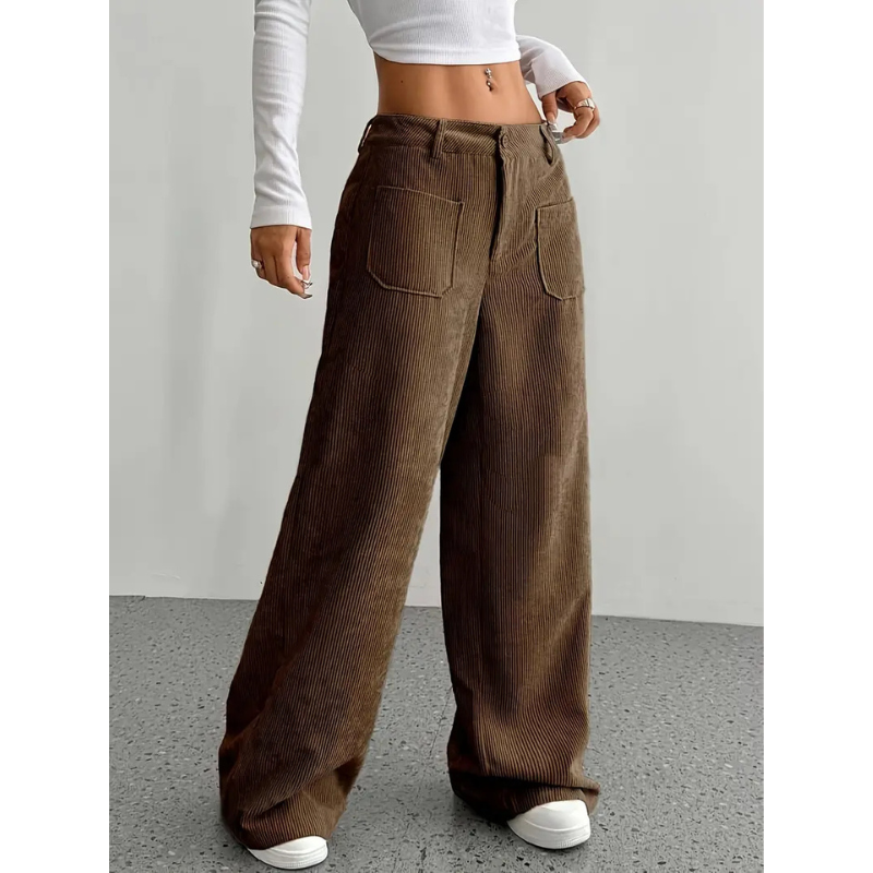Women's Corduroy Trousers | High Waisted | Wide Fit
