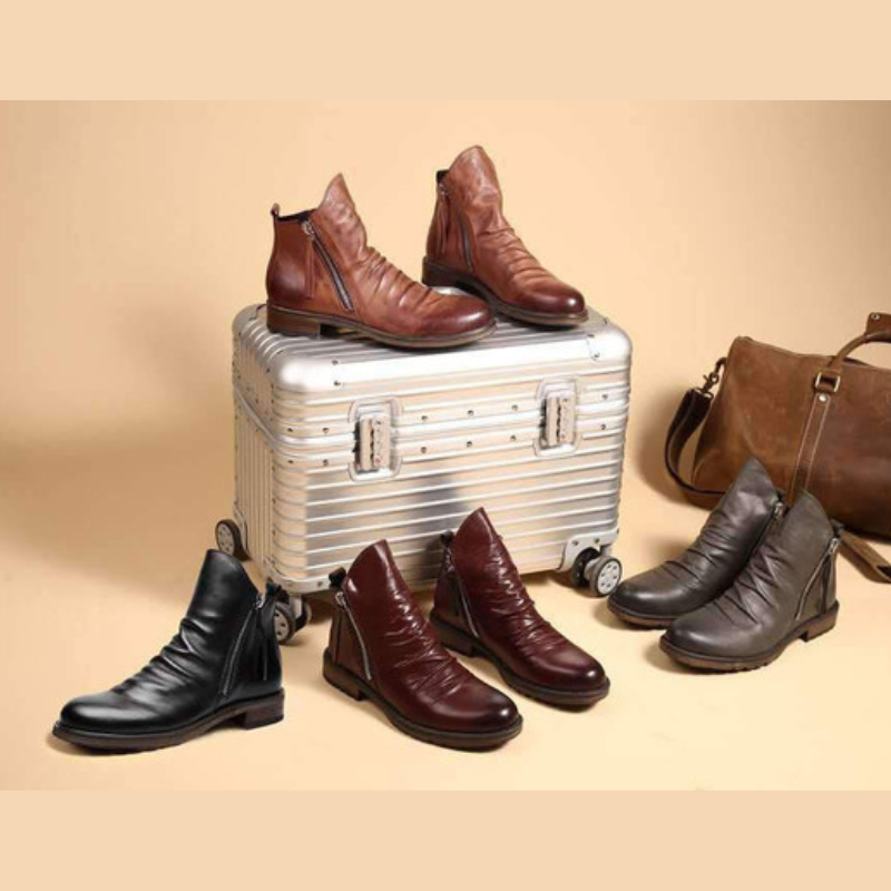 Herren Leder Stiefel | Casual mit Reißverschluss