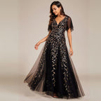 Fiora | Damen Hochzeitsgast Kleid | V-Ausschnitt und Pailletten