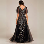 Fiora | Damen Hochzeitsgast Kleid | V-Ausschnitt und Pailletten