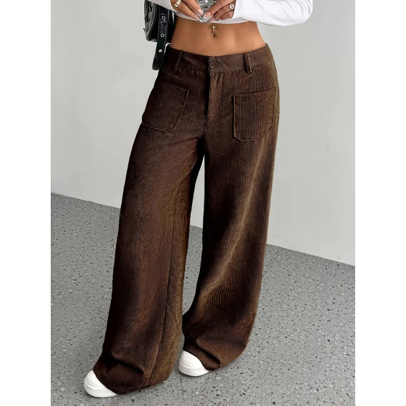 Women's Corduroy Trousers | High Waisted | Wide Fit