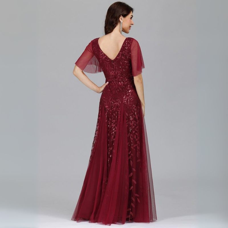 Fiora | Damen Hochzeitsgast Kleid | V-Ausschnitt und Pailletten