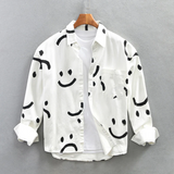 Men's Shirt | Smiley Print Long-Sleeved Shirt