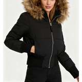 Damen Steppjacke | Winterjacke mit Abnehmbarer Kapuze