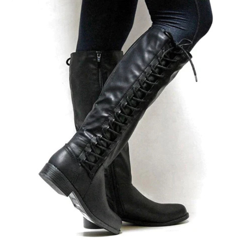 Kniehoche Stiefel Damen | Zum Schnüren