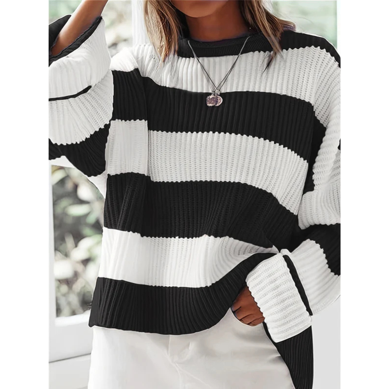 Damen pullover strick | Gestreift & Oversize