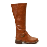 Women's Boots | Knee-High with Buckle & Low Heel