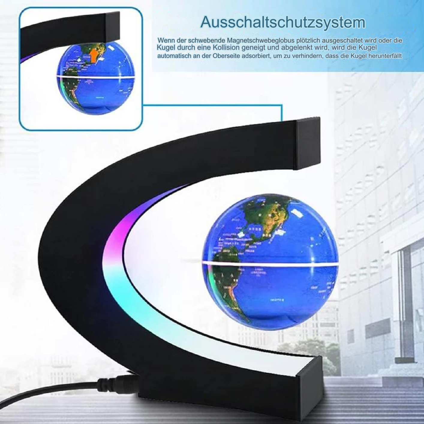 Armstrong | Magnetische Levitation Schwebende Globuslampe mit LED-Weltkarte