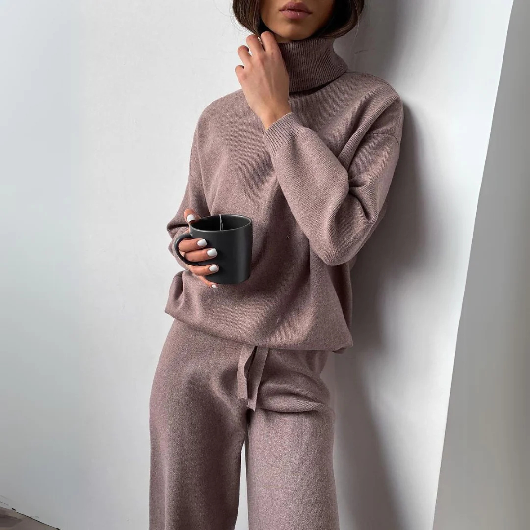 Rollkragenpullover Lounge set | Jogginganzug Kashmir Gefühl