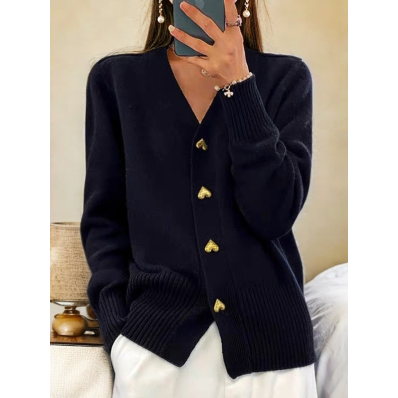 Strickjacke Damen mit Herzknöpfen