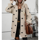 Women's Cardigan | Long Sleeve & Heart Pattern