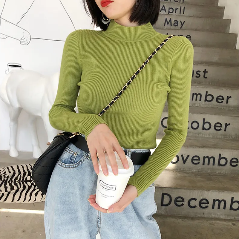 Damen Pullover | Hoher Kragen & Gerippt