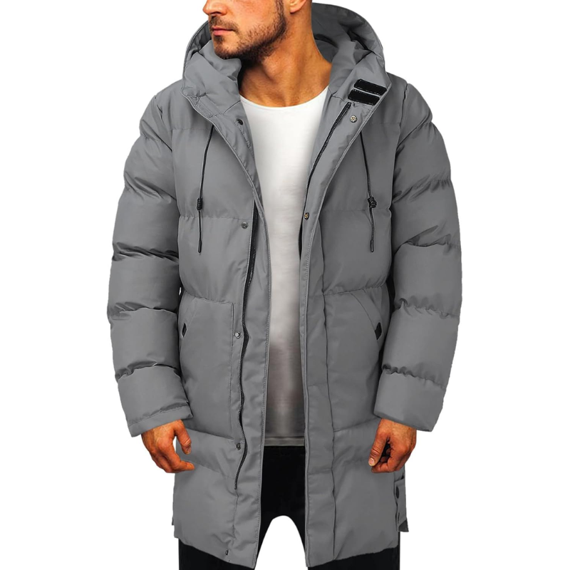 Men's Winter Jacket | Long Down Jacket with Hood