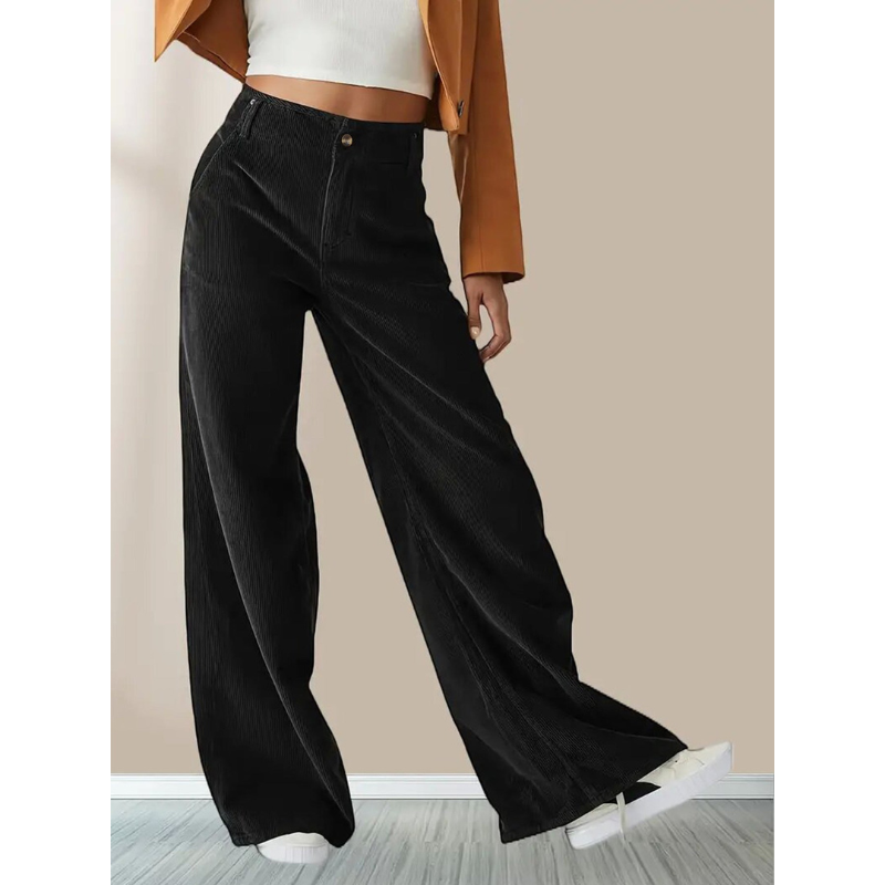 Damen Cordhose Lässig | Weite Bein