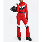 Damen Skianzug Einteilig | Gestreift & Mit Kapuze