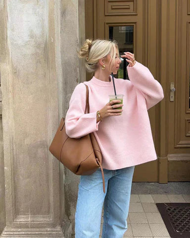 Marina | Rosa Loose-fit Pullover mit Rundhalsausschnitt