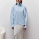 Women's Sweater | Oversized Knit Sweater with Stand-Up Collar