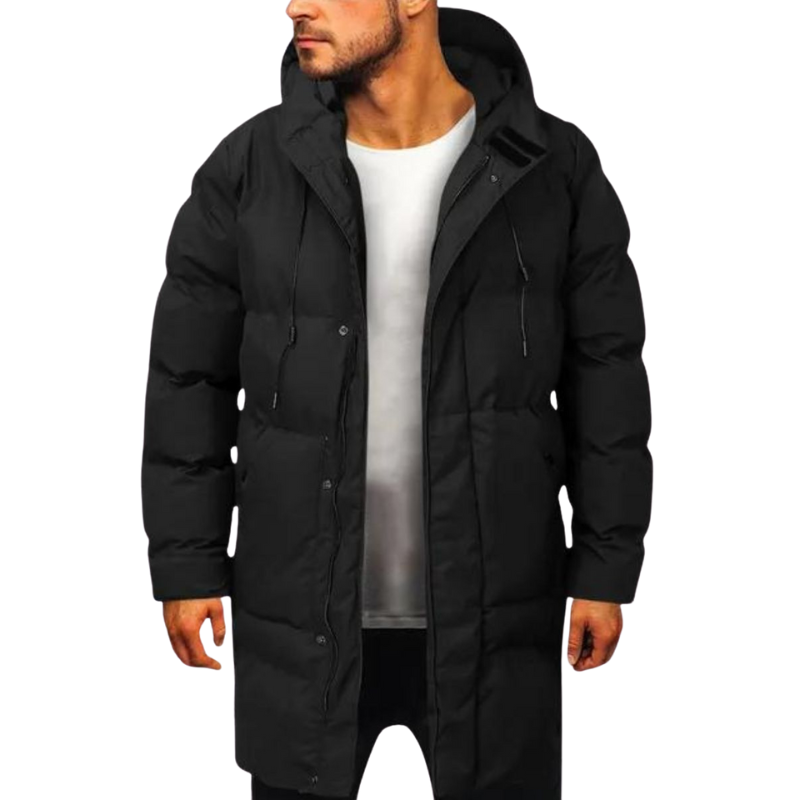 Men's Winter Jacket | Long Down Jacket with Hood