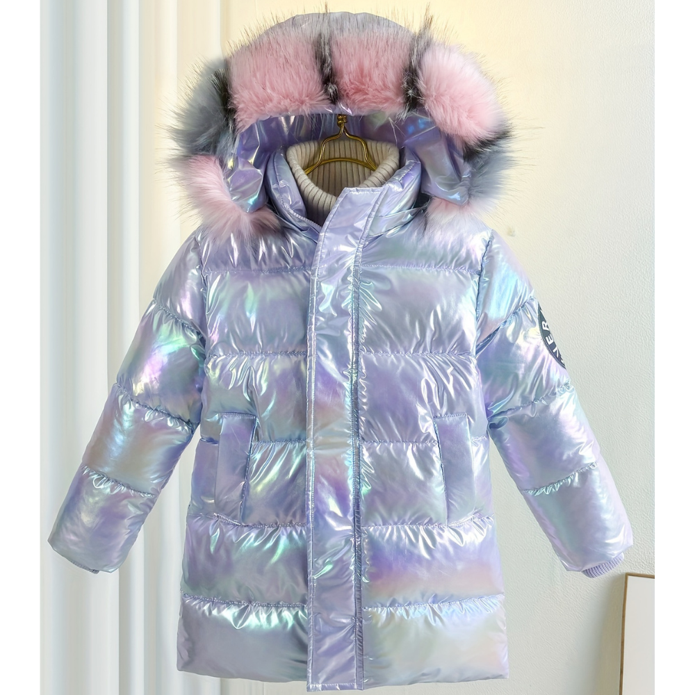 Mädchen Jacke | Metallic Lila & Mit Kapuze